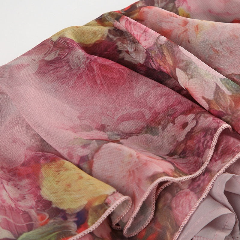 Floral print ruffle skirt