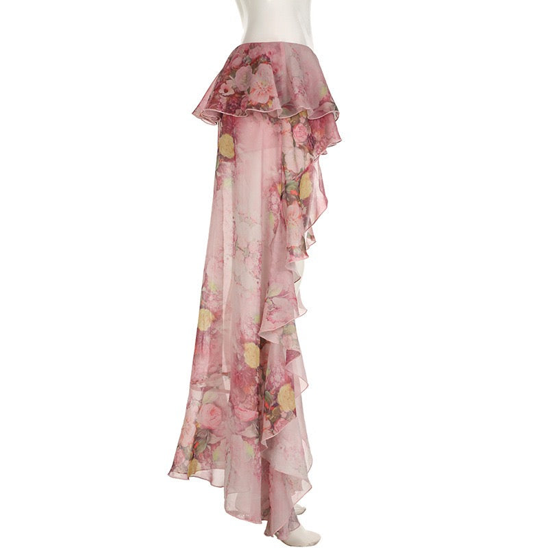 Floral print ruffle skirt