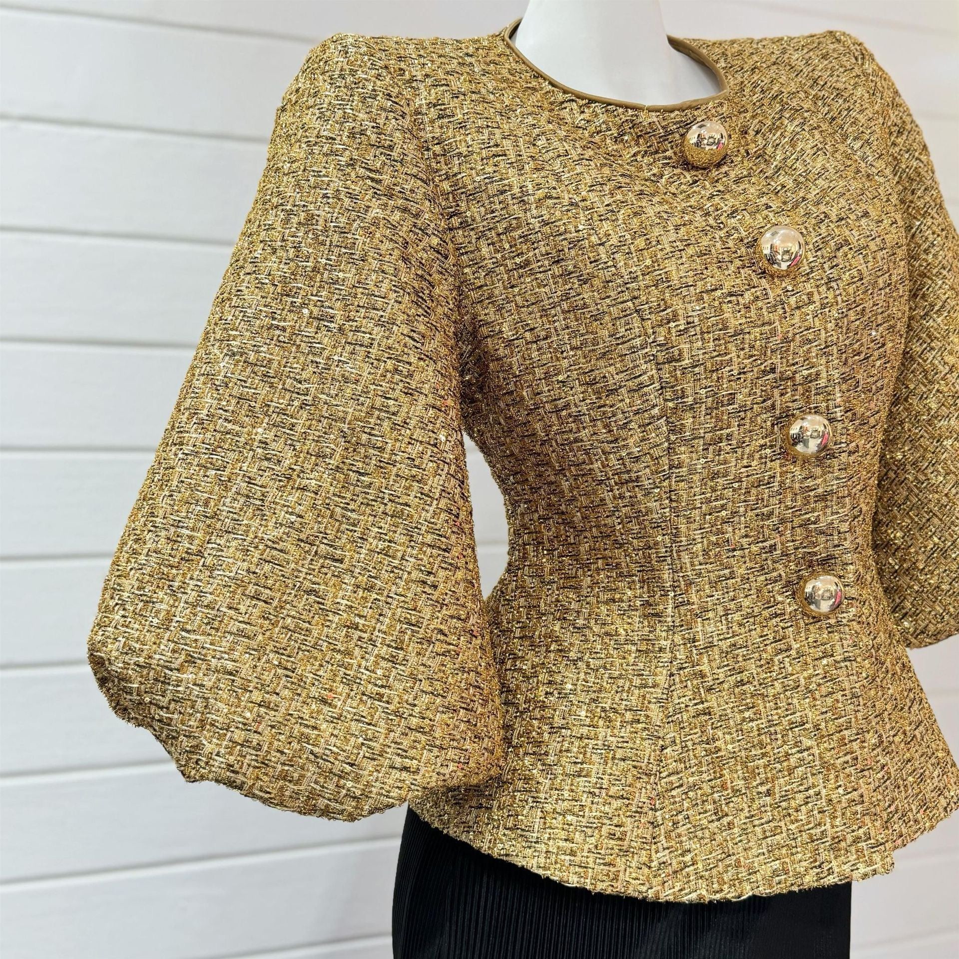 Metallic puff sleeves jacket
