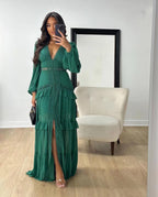 Splicing long sleeves dress
