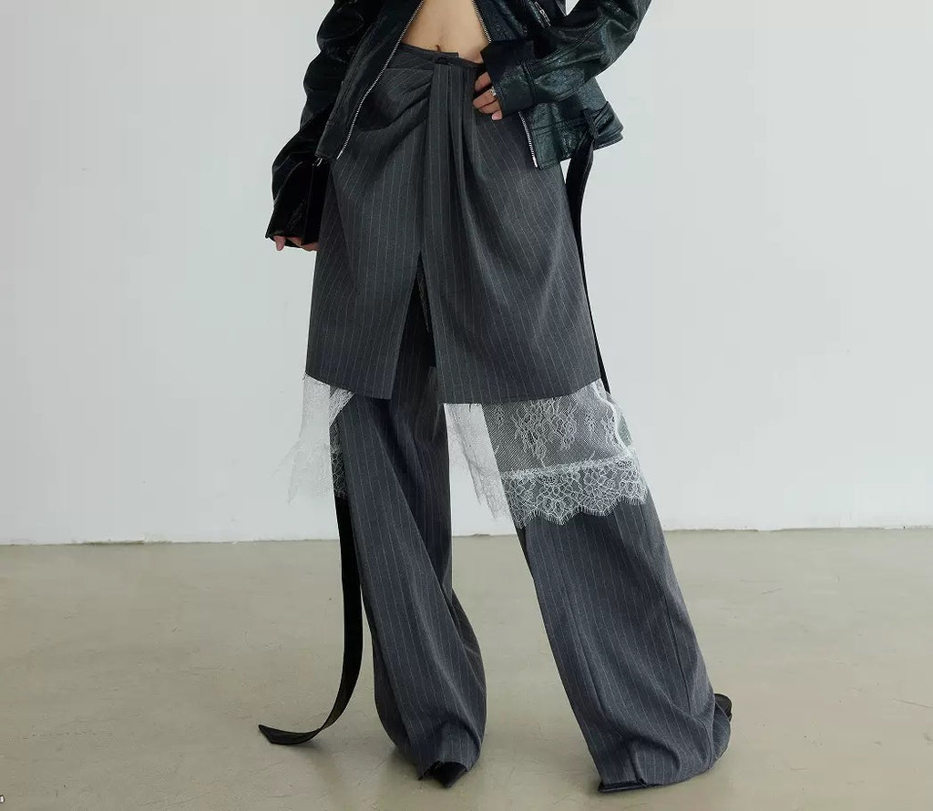 Lace cut trousers