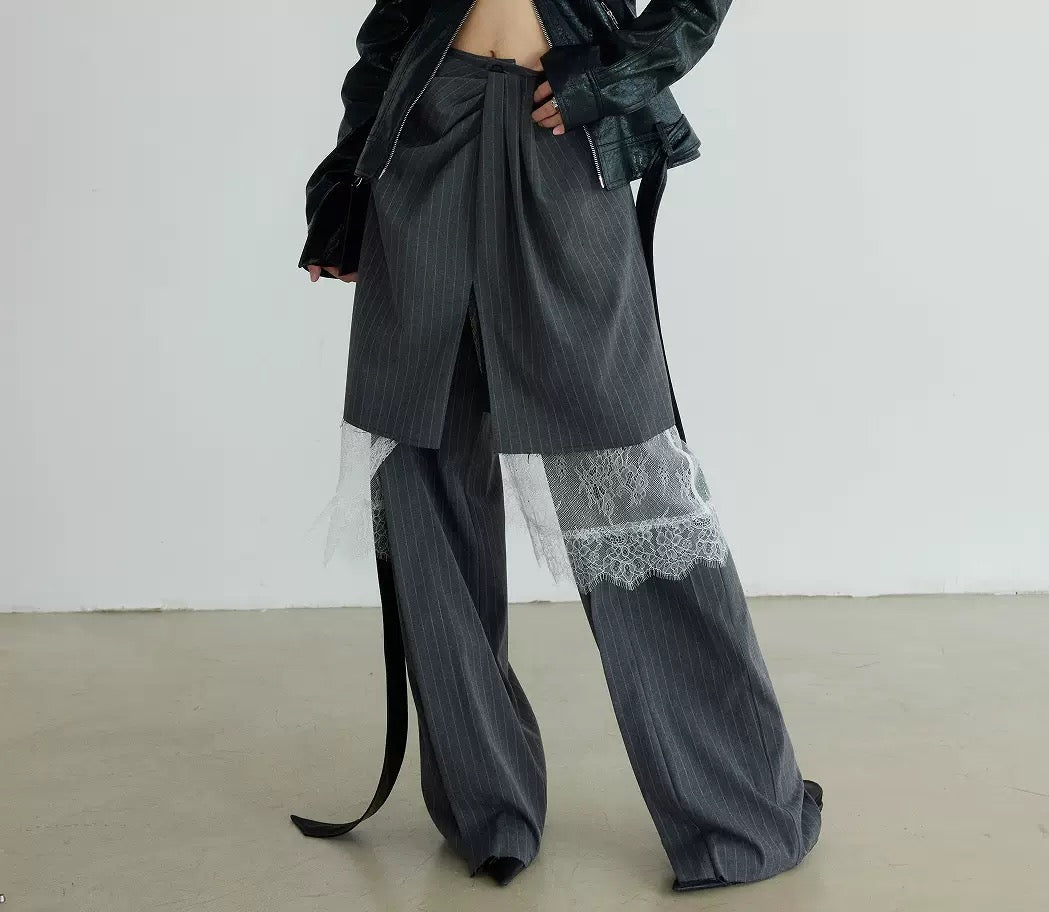 Lace cut trousers