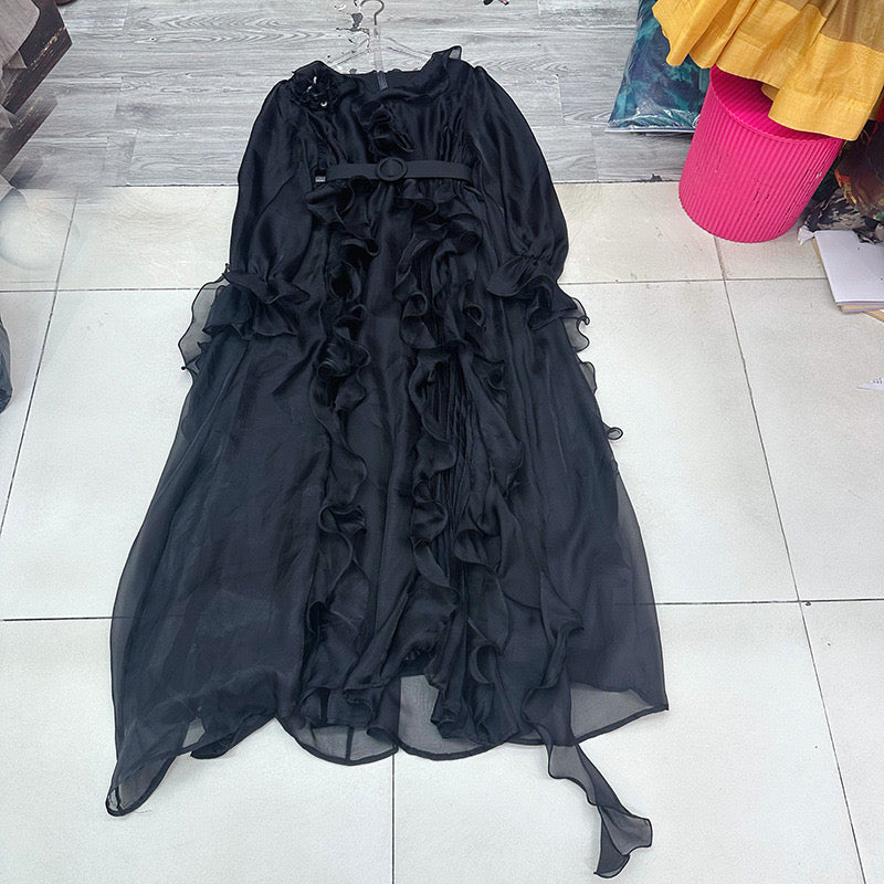 Ruffles belt dress