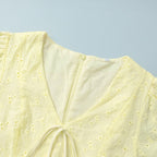 Tie sexy embroidery short dress