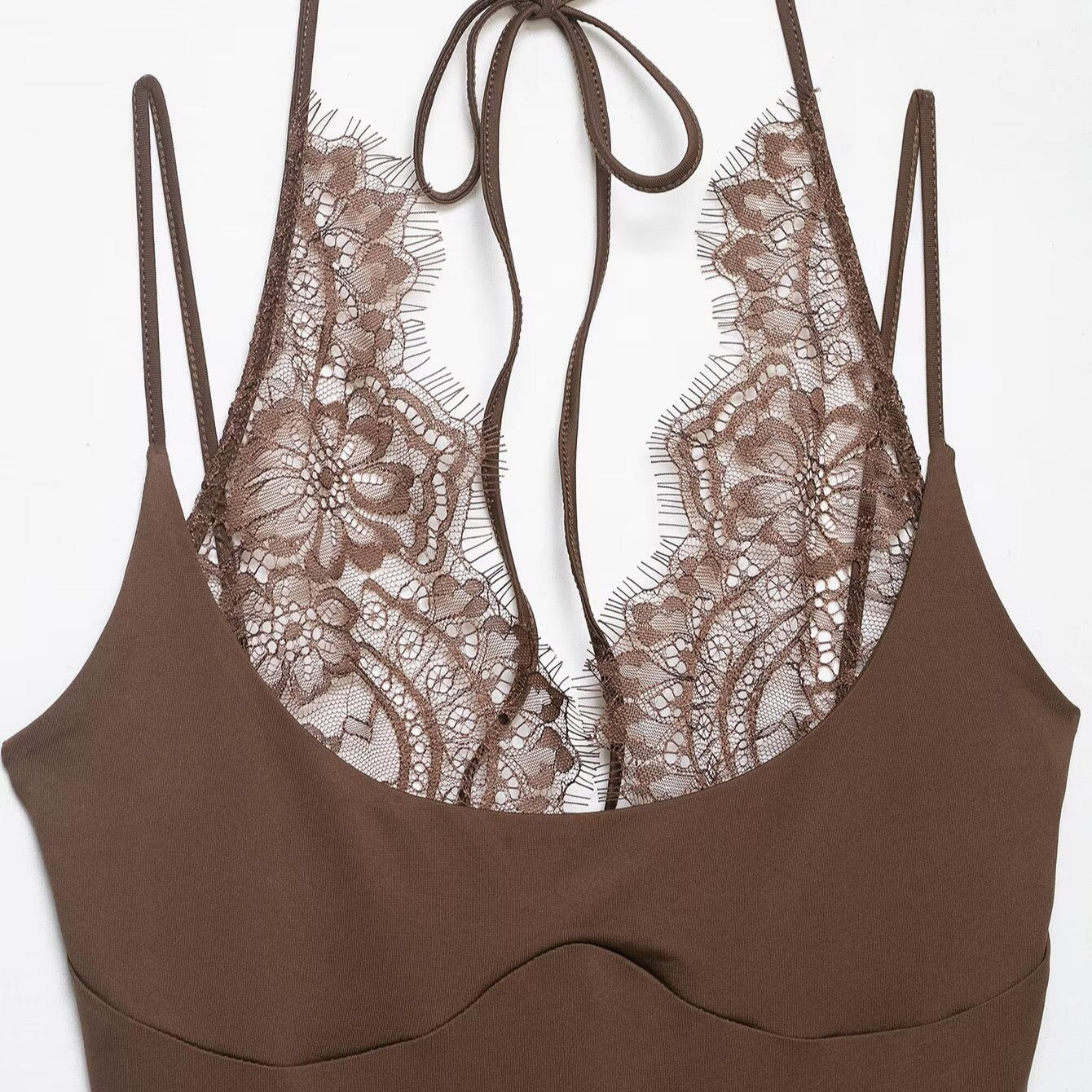 Lace halter neck bodysuit