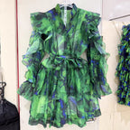 Tie waist flared lantern dress