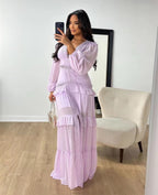 Splicing long sleeves dress