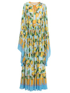 High end lemon print long dress