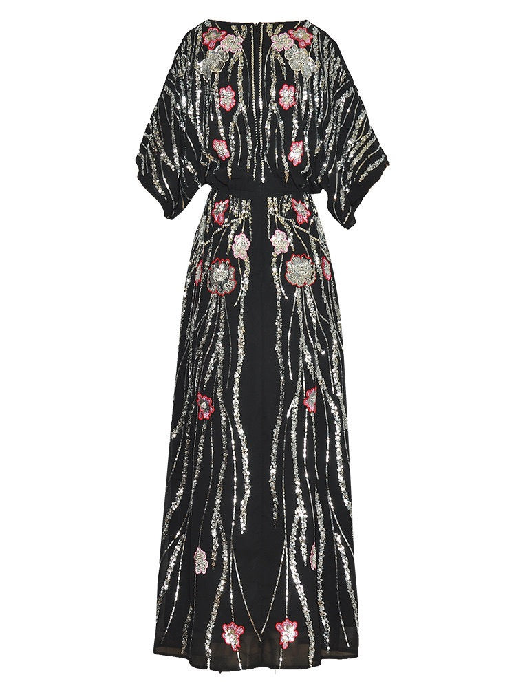 Heavy sequin embroidery dress