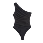 Asymmetrical tulle bodysuit