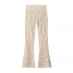 Crochet floral flared pants