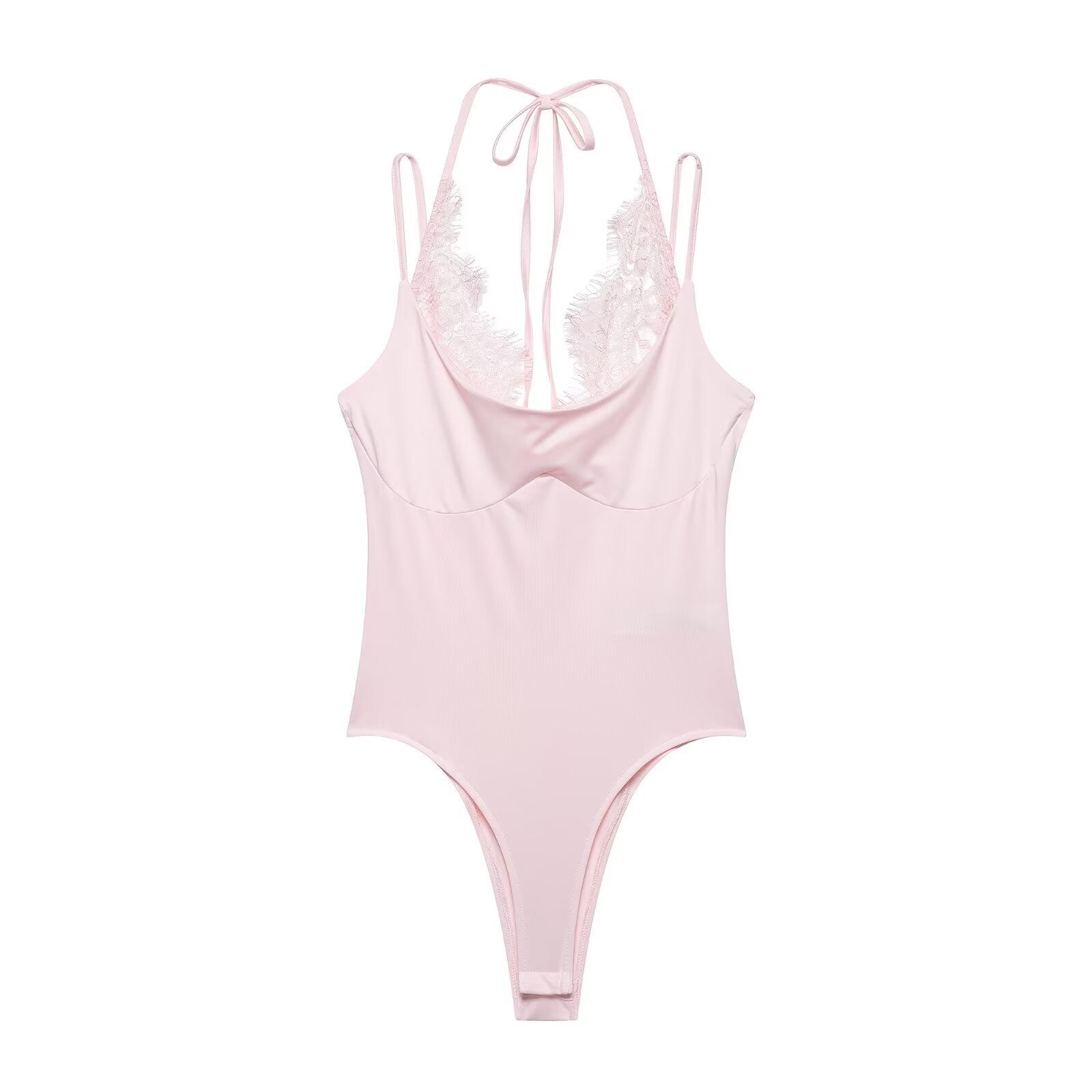 Lace halter neck bodysuit