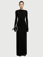 Asymmetric ruched bodice maxi