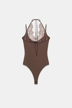 Lace halterneck bodysuit