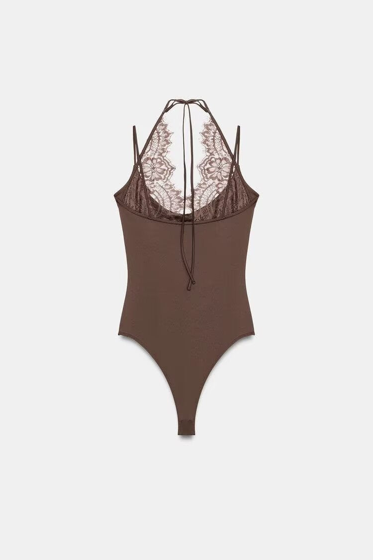 Lace halterneck bodysuit