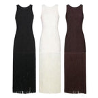 Retro slim fit tassel dress
