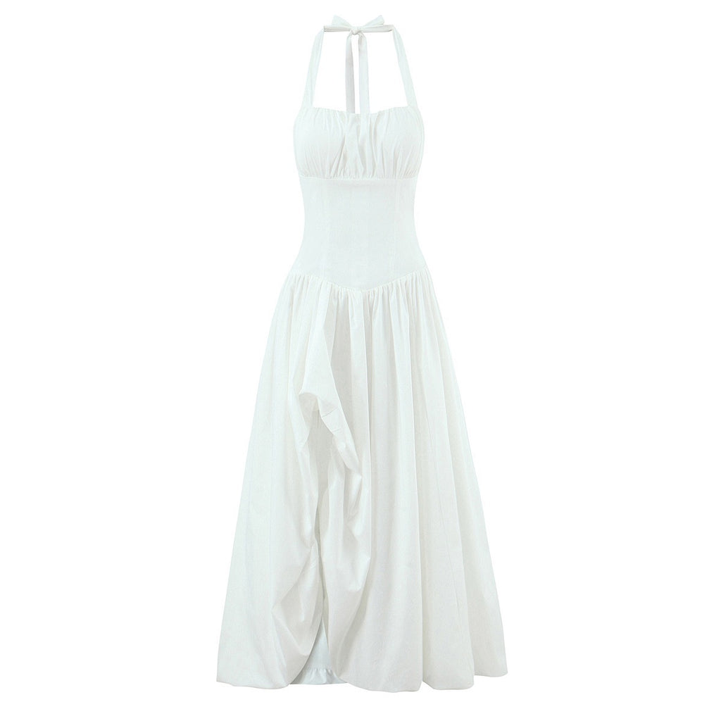Fishbone French halter neck dress