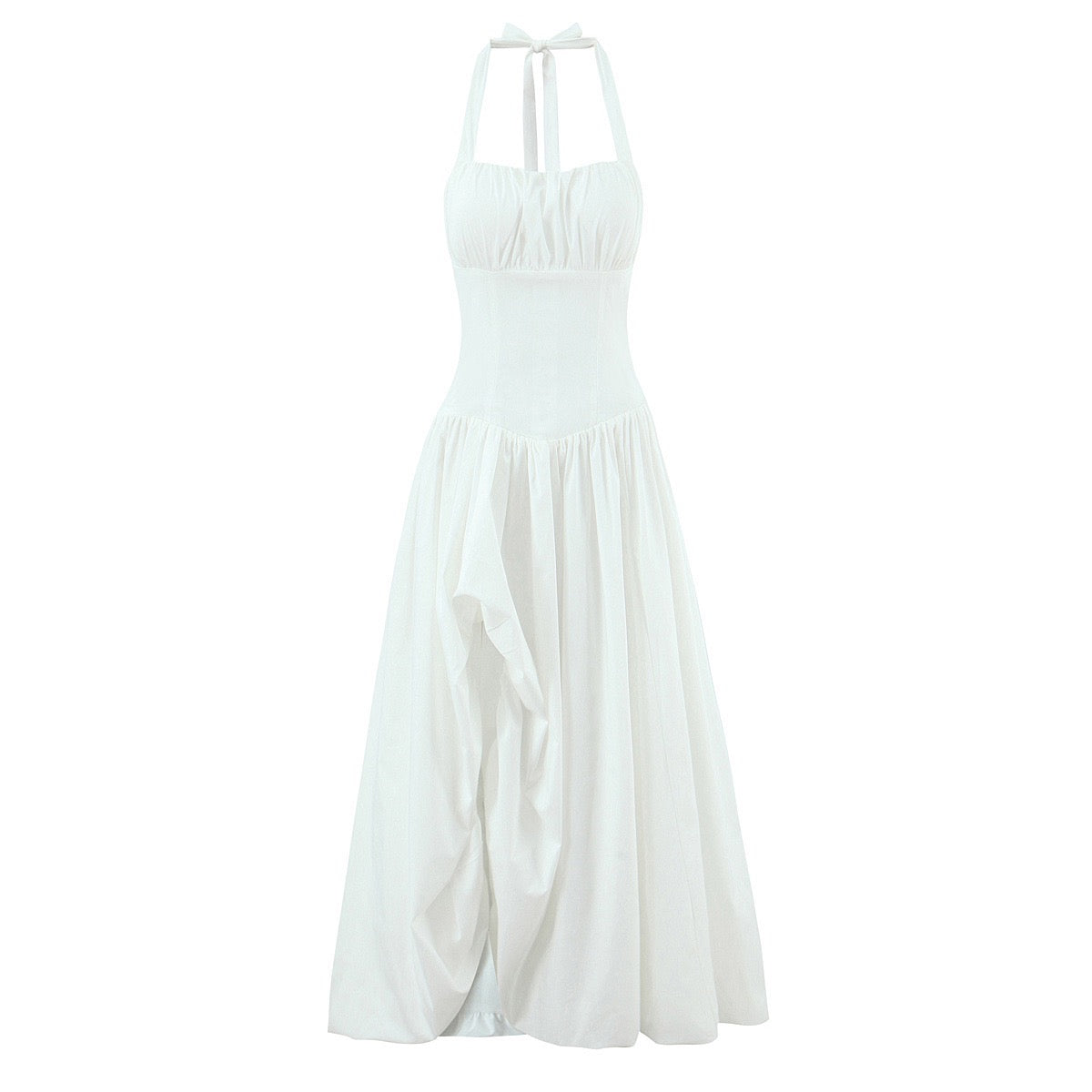 Fishbone French halter neck dress