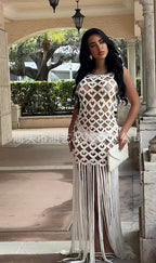 Crochet fringes long coverup