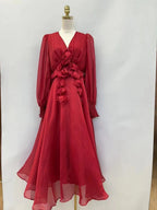 French niche spring v neck dress