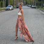 Floral print ruffle skirt