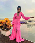 Splicing long sleeves dress