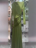 Asymmetric ruched bodice maxi