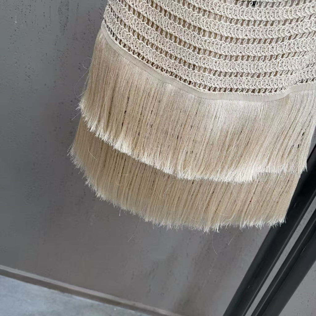Tassel knitted wrap set