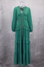 Splicing long sleeves dress