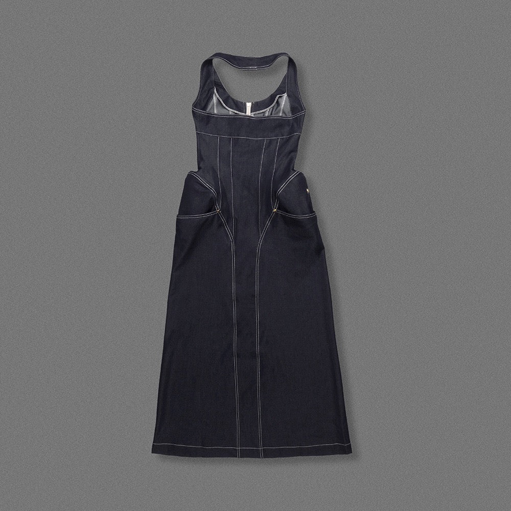 Halter slimfit bodycon denim dress