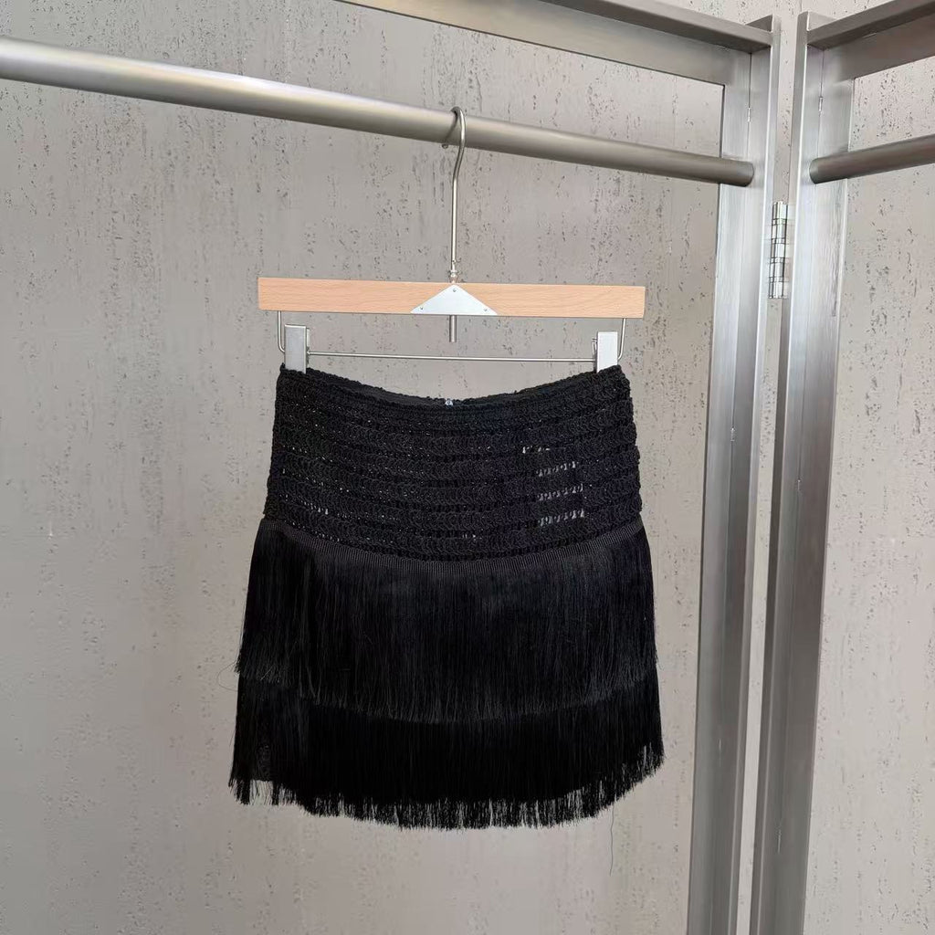 Tassel knitted wrap set