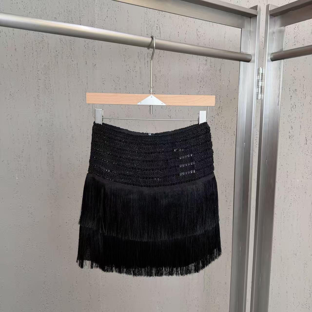 Tassel knitted wrap set