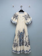 Puff sleeves printed dress