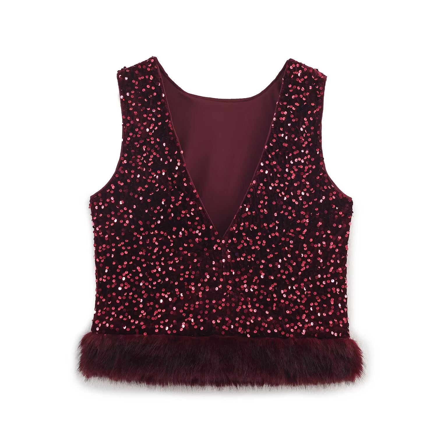 Sequined faux fur suit