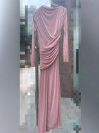 Asymmetric ruched bodice maxi