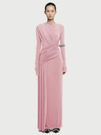 Asymmetric ruched bodice maxi