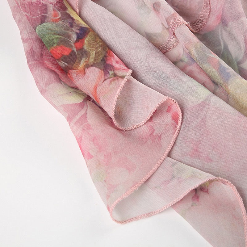 Floral print ruffle skirt