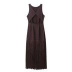 Retro slim fit tassel dress