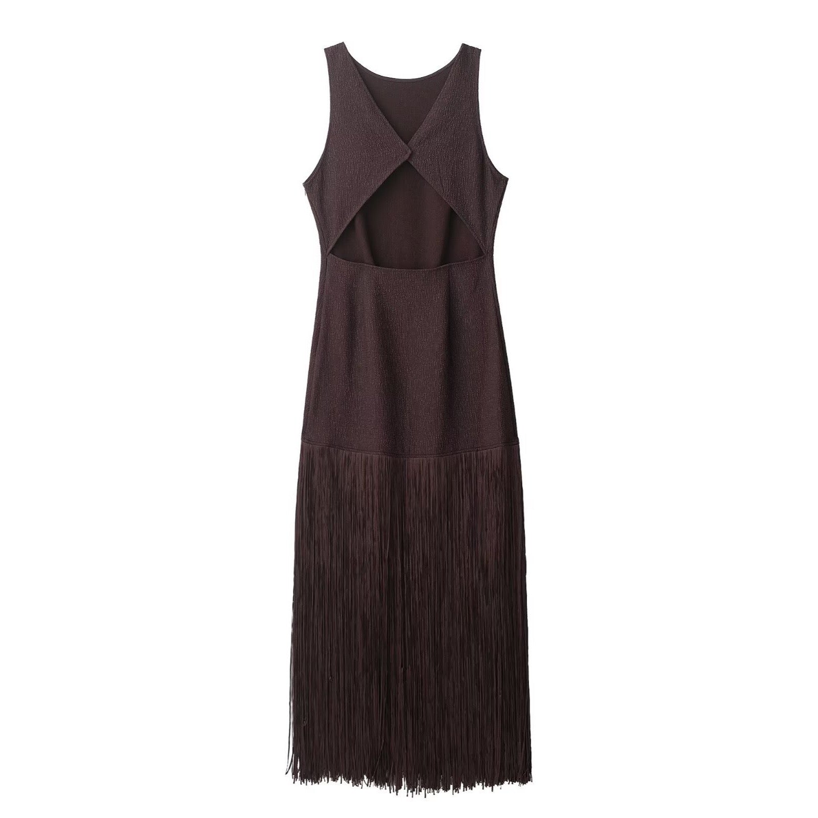 Retro slim fit tassel dress