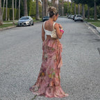 Floral print ruffle skirt