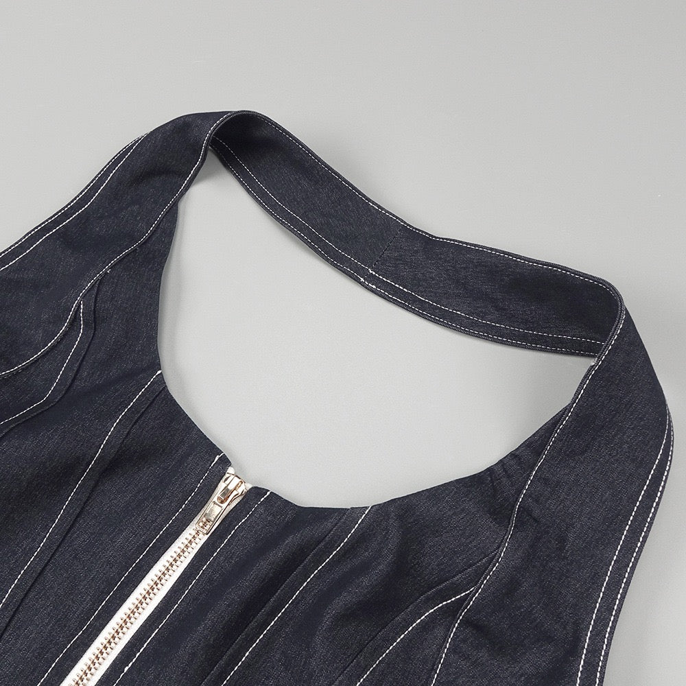 Halter slimfit bodycon denim dress