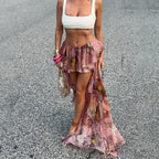 Floral print ruffle skirt