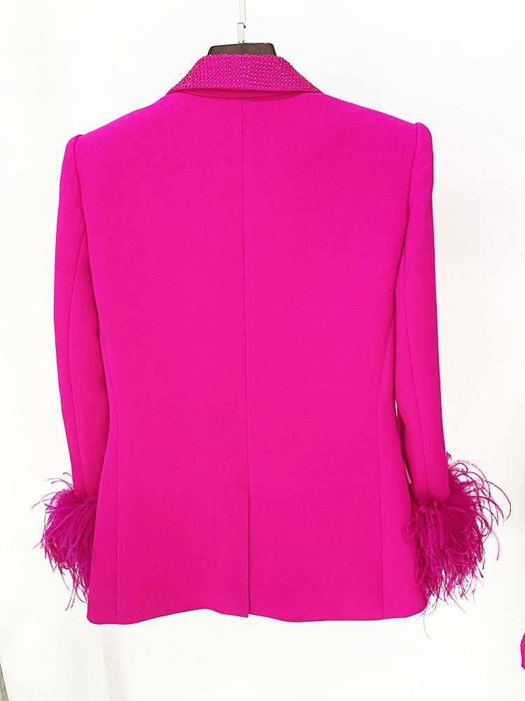 Blazer with feathers
