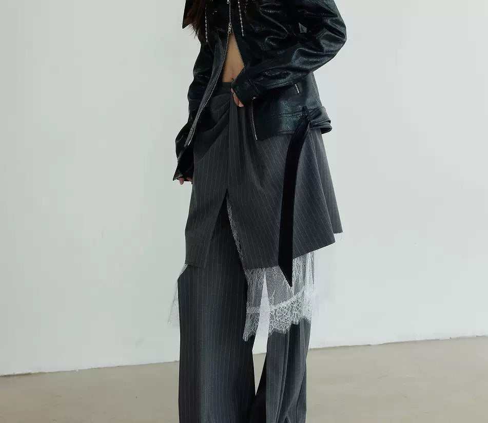 Lace cut trousers