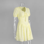 Tie sexy embroidery short dress