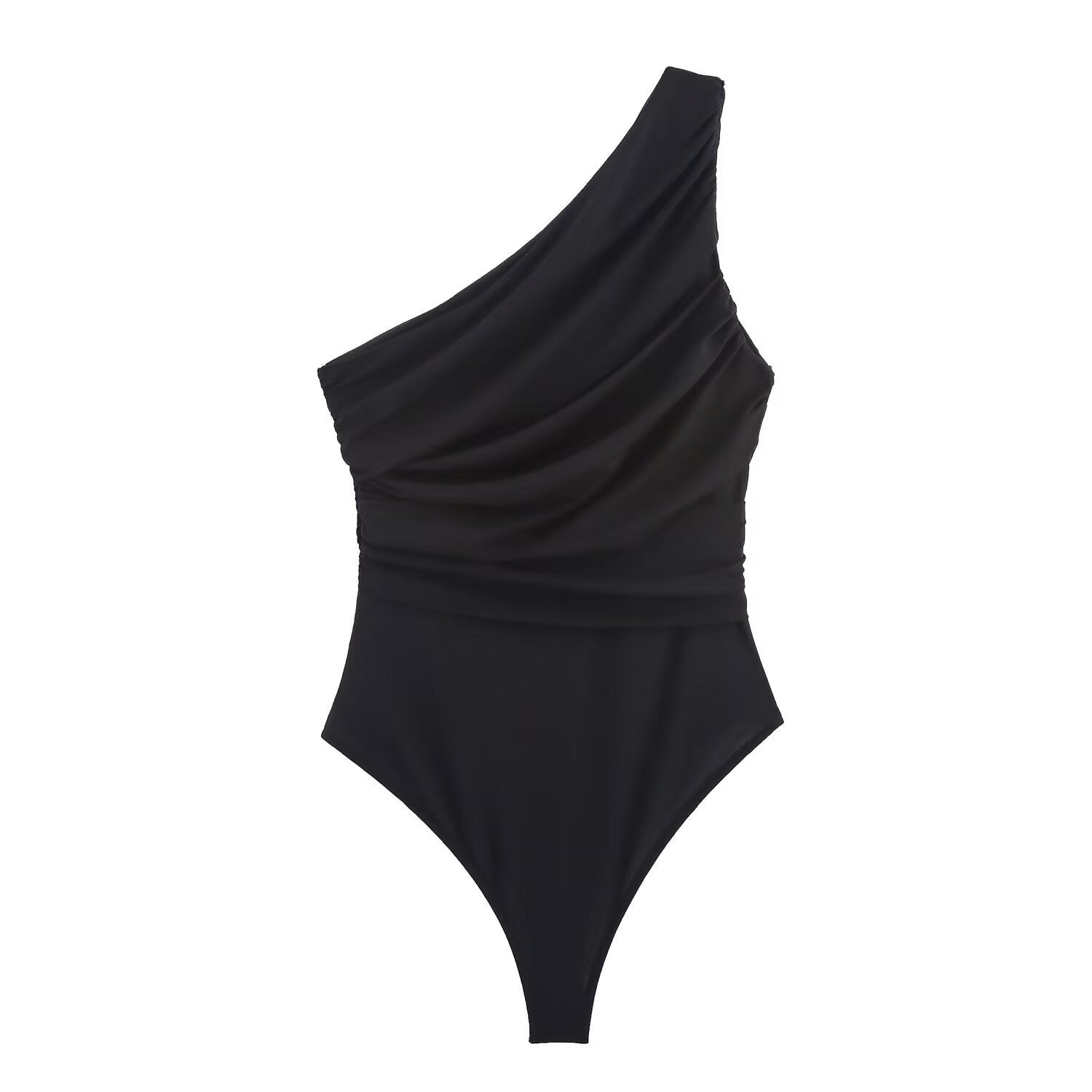 Asymmetrical tulle bodysuit