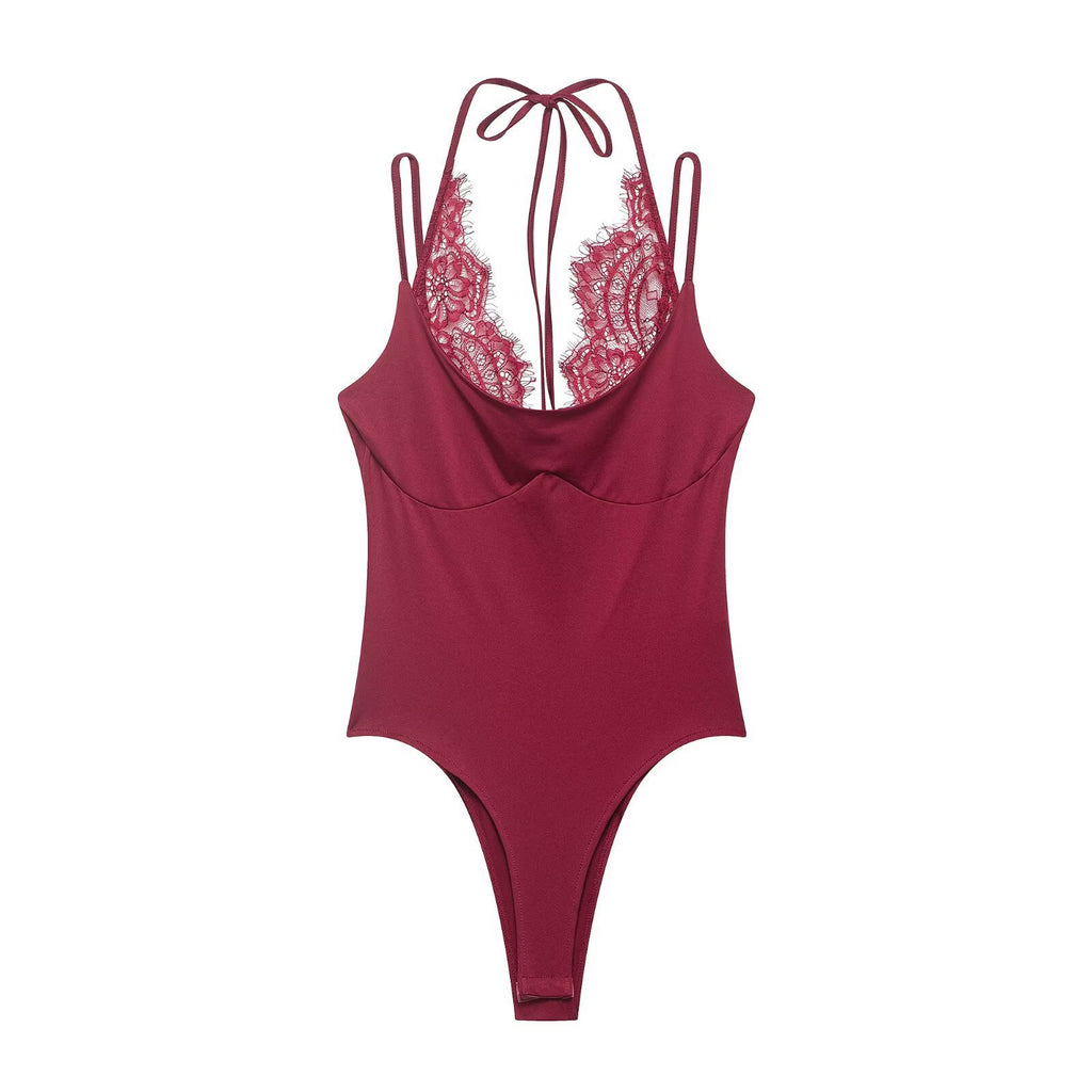 Lace halter neck bodysuit