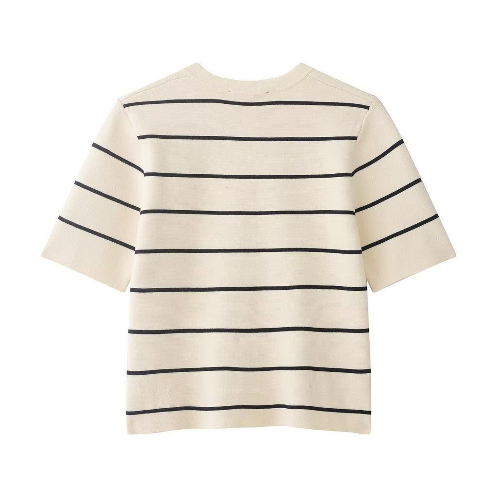 Striped mini skirt knitted set