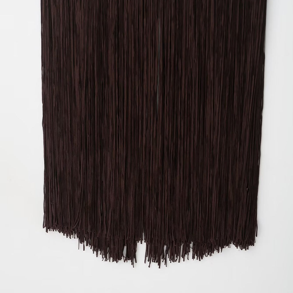 Retro slim fit tassel dress
