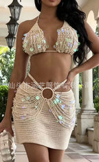 Sequined handmade crochet set
